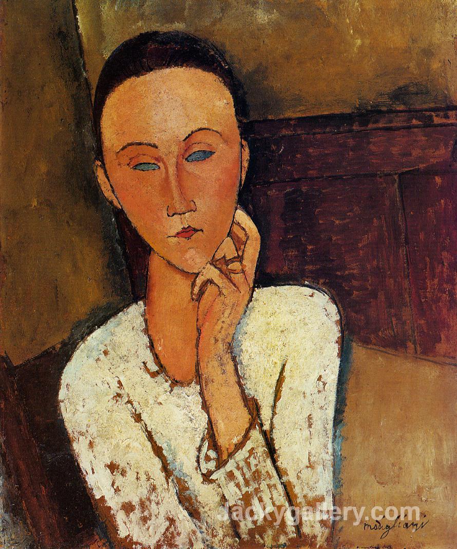 Lunia Czechowska, Left Hand on Her Cheek by Amedeo Modigliani paintings reproduction